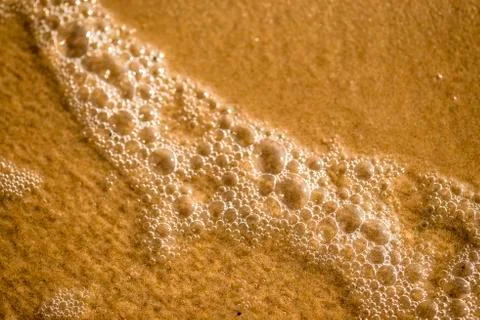 Sandy beach with foam of the surf Stock Photos