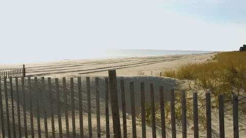 Sandy beach gate view Stock-Footage 75174311