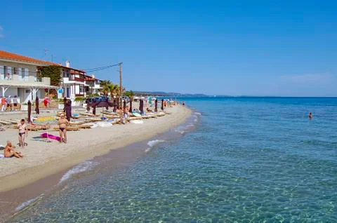 Sandy beach in Greece Stock Photos