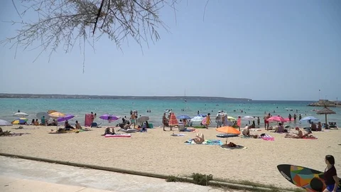 Sandy beach long shot Stock Footage 128349212