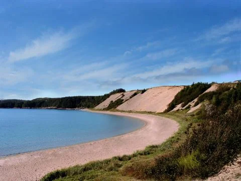 Sandy beach in newfoundland Stock Photos