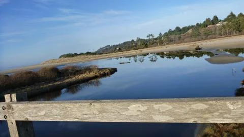 Sandy beach outlook from bridge Stock Photos