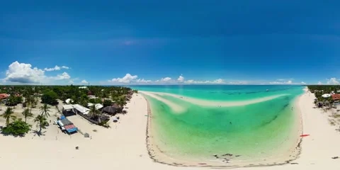 Sandy beach with palm trees. 360 panorama. Stock Footage 234964251
