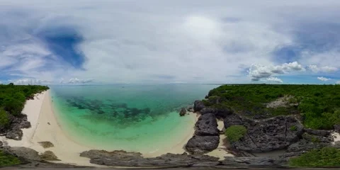 Sandy beach with palm trees. 360 panorama. 8k video. Stock Footage 253285847