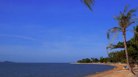 Sandy Beach with Palms, Thailand Видео 38758145