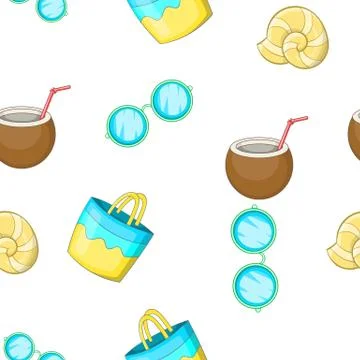 Sandy beach pattern, cartoon style Stock Illustration
