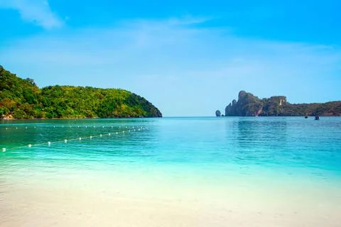 Sandy beach on the Phi Phi island, Thailand Stock Photos