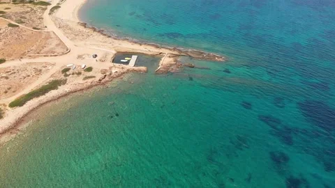 The sandy beach Psathi in Ios island, Greece Stock Footage 230227854
