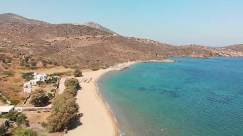 The sandy beach Psathi in Ios island, Greece Stock Footage 230228768