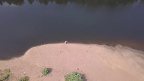 Sandy beach on the river Western Dvina Stock Footage 100660249