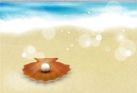 Sandy beach with shell Stock Illustration