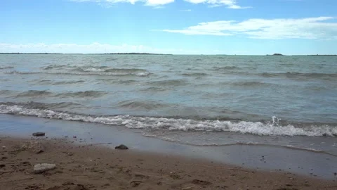 Sandy beach on the shore of Lake Balkhash Video stock 201748965