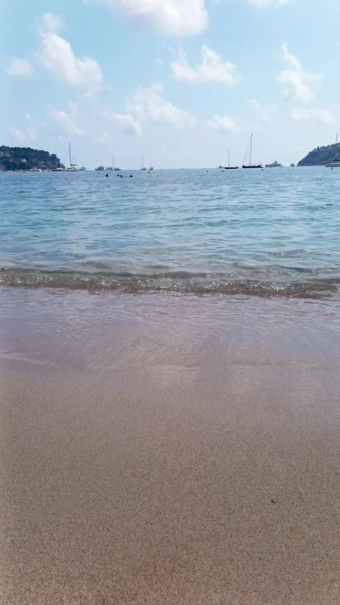 Sandy beach shoreline and blue sea Stock Footage 341233452