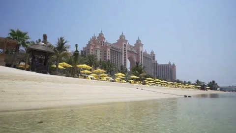 Sandy beach on site in summer in dubai Stock Footage 246089418