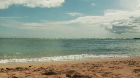 Sandy Beach in slow motion  Stock Footage 603955