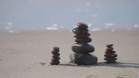 Sandy Beach Stones Stock Footage 73953333