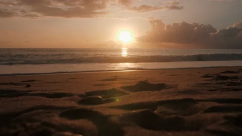 Sandy Beach Sunset Background Video stock 169864705