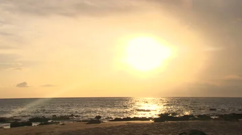 Sandy Beach Sunset Scenic Video stock 43078515