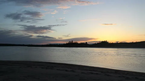 Sandy beach sunset timelapse- Chisholm's Beach Nova Scotia Stock Footage 63810075