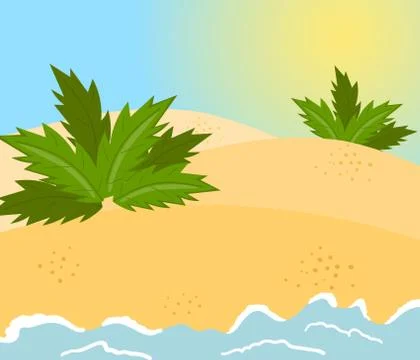 Sandy beach, tropical cost background vector Illustration, design element for Stock Illustration