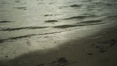 Sandy beach on a tropical island. The waves of the sea wash the shore. In the Stock Footage 258882695