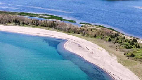 Sandy Beach with Turquoise Water in Nova Scotia- Pomquet Beach Provincial Park Stock Footage 288943427