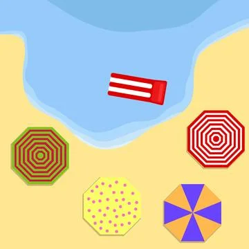 Sandy beach with umbrellas Stock Illustration