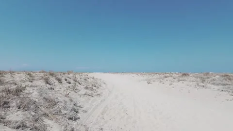 Sandy Beach under Clear Blue Sky in Greece Stock Footage 332414968