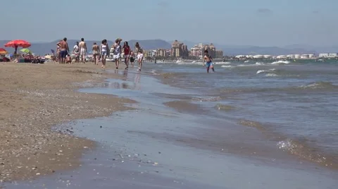 Sandy beach in Valencia Spain Stock Footage 66043666