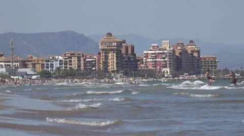 Sandy beach in Valencia Spain Stock Footage 66044394