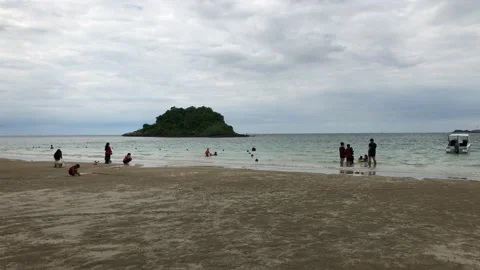 Sandy beach view. Nang Ram Beach, Sattahip, Thailand. 20.10.2020 Stock Footage 143940619
