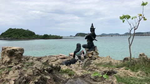 Sandy beach view. Nang Ram Beach, Sattahip, Thailand. 20.10.2020 Stock Footage 143940798