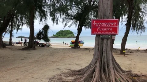Sandy beach view. Nang Ram Beach, Sattahip, Thailand. 20.10.2020 Stock Footage 143941234
