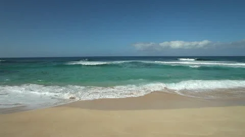 Sandy beach wave tide tropical Hawaii Stock-Footage 12748889