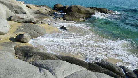 Sandy beach with waves Stock Footage 75010743