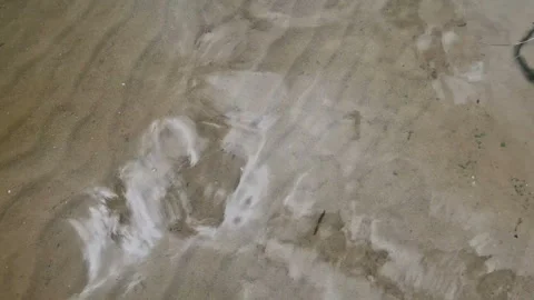 Sandy beach with waves. Recreation at the sea, river Stock Footage 263622018