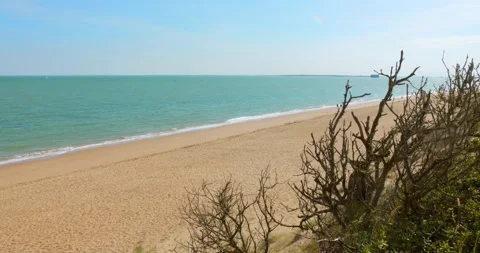 The sandy beaches of Ile d'Oleron in the French Bay of Biscay on the Stock Footage 281136857