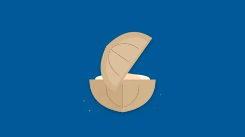 Sandy Beige Sea Clam Shell Opening and Closing on Deep Blue Background Seam.. Stock-Footage 346007177