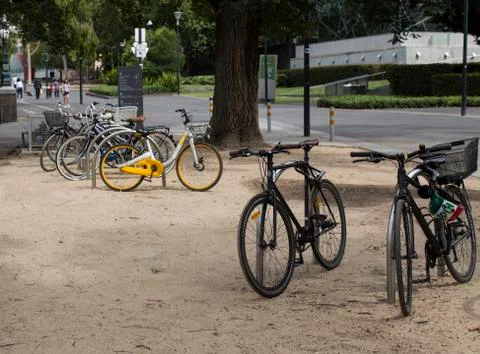 Sandy bike rack Stock Photos
