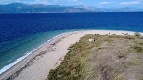 Sandy cape and quiet beach for walking in Greece Stock Footage 319748863