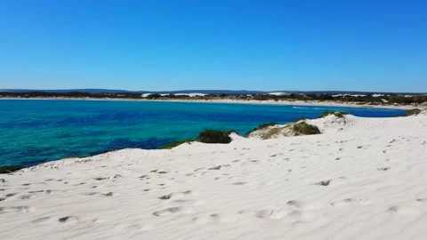 Sandy Cape Recreation Park with white sand, turquoise water, fishing &amp; swimming. Stock Footage 148797965