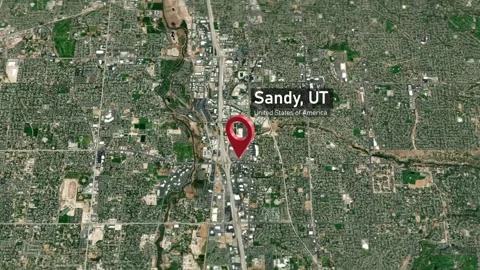Sandy City Map Zoom (UT, USA) from Space to Earth Video stock 296187945