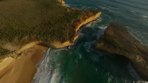 Sandy cliff and an ocean beach in Australia Video stock 239767281