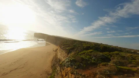 Sandy cliff and an ocean beach in Australia Video stock 239767528