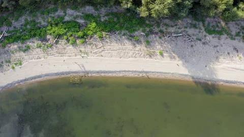 Sandy coast on the river Danube Stock Footage 205601889