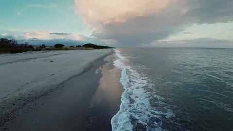 Sandy Coastline at Cloudy light Stock Footage 238808242