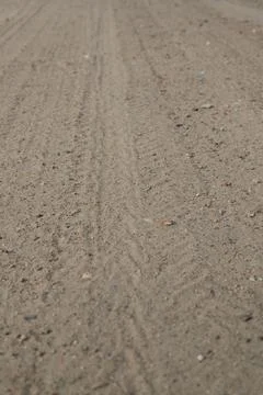 Sandy country road with wheel tracks and pebbles. Natural landscape backdro.. Stock Photos