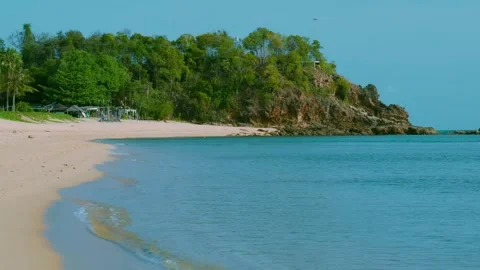 Sandy Cove Framed by a Rugged Headland. Koh Samui. Thailand. Stock-Footage 342900040