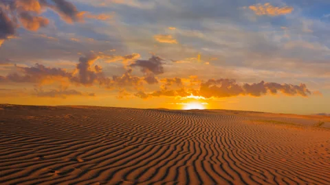 Sandy desert at the dramatic sunset Stock-Footage 259074006