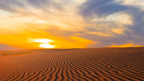 Sandy desert at the dramatic sunset Stock Footage 324199984
